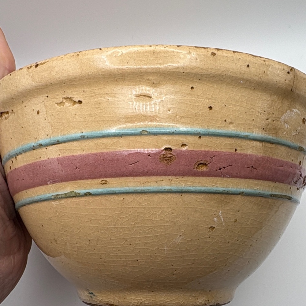Vintage Ceramic Bowl with Stripes - Picture 8 of 14